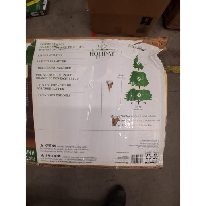 Holiday Time 6.5' Pre-Lit Green Flocked Frisco Pine Artificial Christmas Tree Retail $125.00