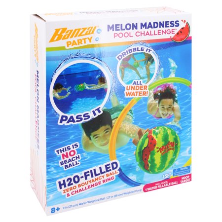 Banzai Melon Madness Inflatable Water-Filled Pool Game Ball  Ages 8 & up  Unisex Retail $21.00