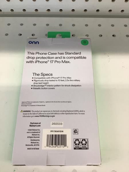 onn 17 Pro Max Phone Case - 10' Drop Protection, Floral Design Retail $9.00