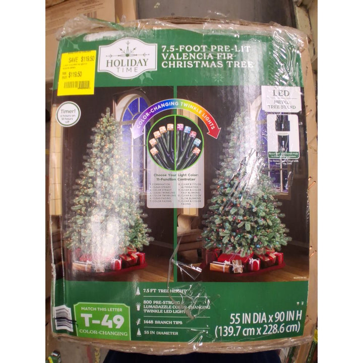 Holiday Time 7.5-Foot Pre-Lit Valencia Fir Christmas Tree - Color-Changing Lights Retail $119.00