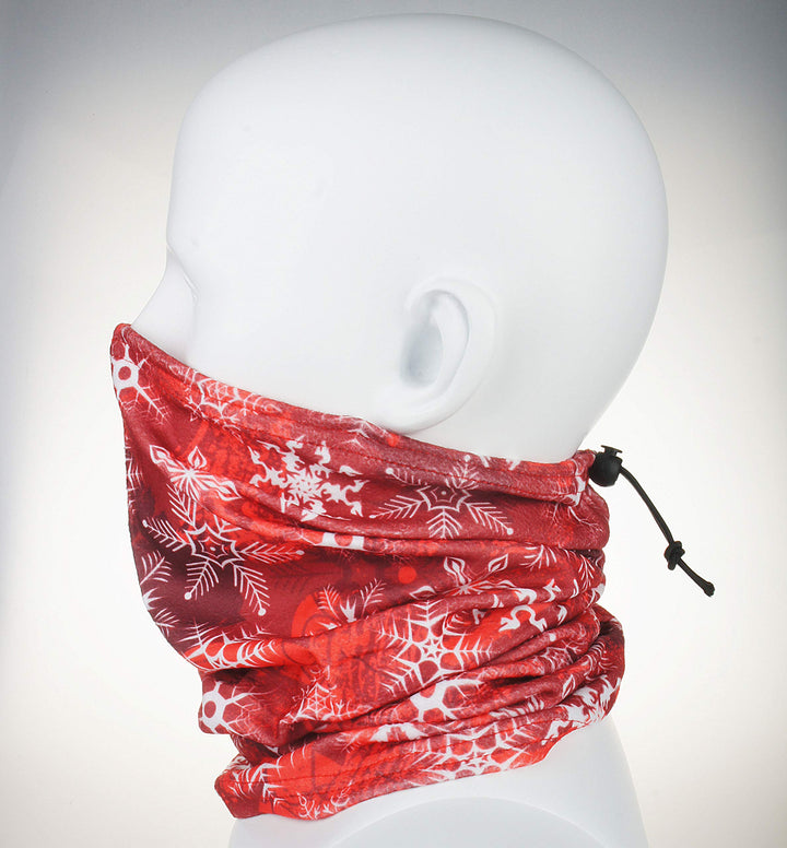 VIVIAN & VINCENT 2 Pack Winter Neck Warmer Gaiter Ski Fleece Warm Windproof Face Scarf Cover Mask for Snowboard Red Snowflake and Buffalo Plaid Black Green