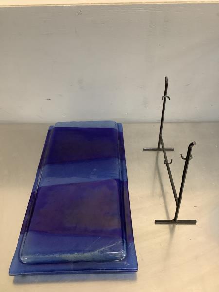 Abstract Blue Glass Vase with Stand Retail $75.00