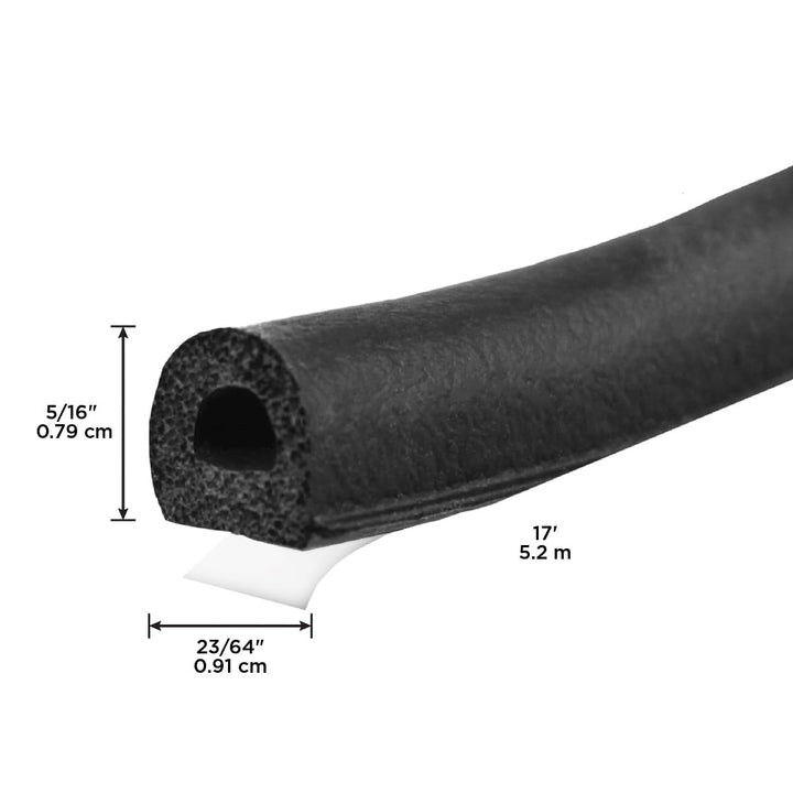 M-D Building Products 01025 17 ft. Black Small Rubber Auto & Marine Weatherseal for All Climates