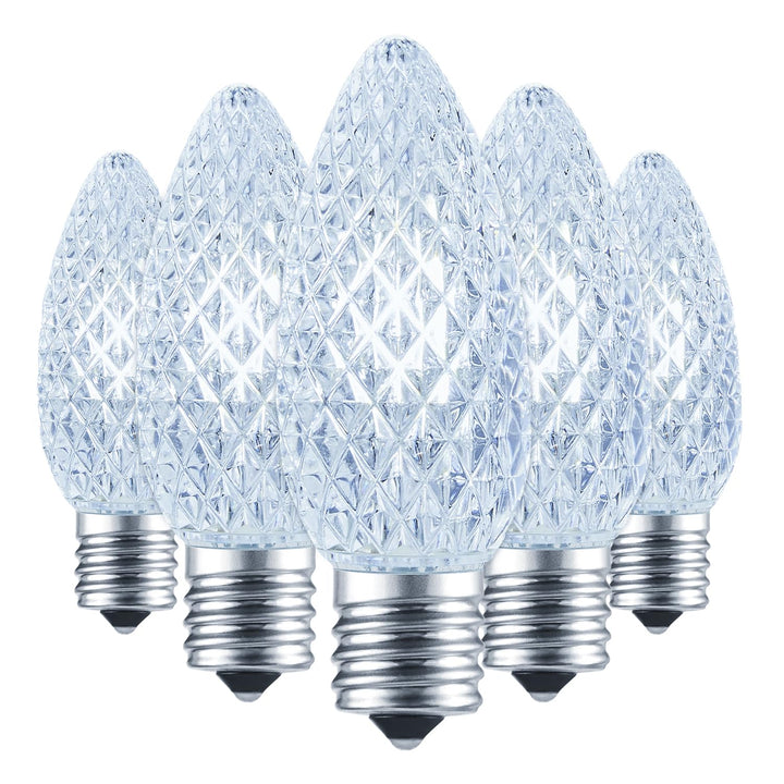 25 Pack C9 Led Replacement Christmas Light Bulb, C9 Shatterproof Led Bulb for Christmas String Light, E17 Intermediate Base, Commercial Grade Dimmable Bulbs, Cool White