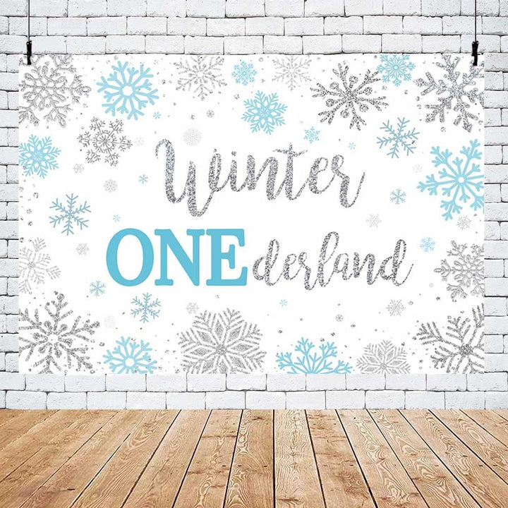 AIBIIN 8x6ft Winter Onederland Birthday Backdrop Blue Sliver Snowflake 1st Bday Photography Background Christmas Snowflake Kids First Bday Party Decorations Cake Smash Decor Photo Studio Props