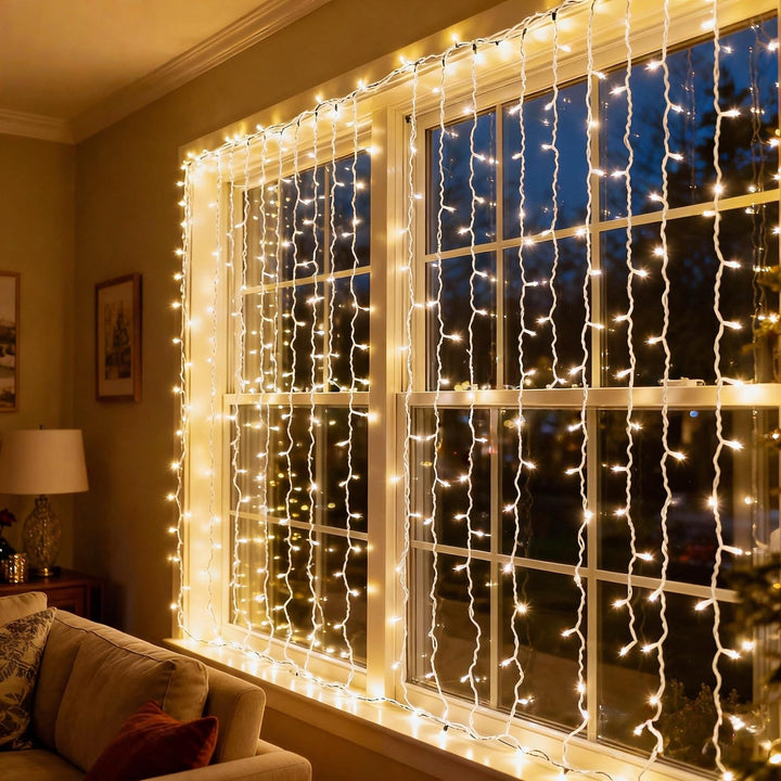 JinBest 200 Clear Bulbs White Wire Christmas Lights, Commercial Grade Decorative Lighting String Pack of 2 Sets 100 Light, for Indoor Outdoor Party, Garden, Patio.