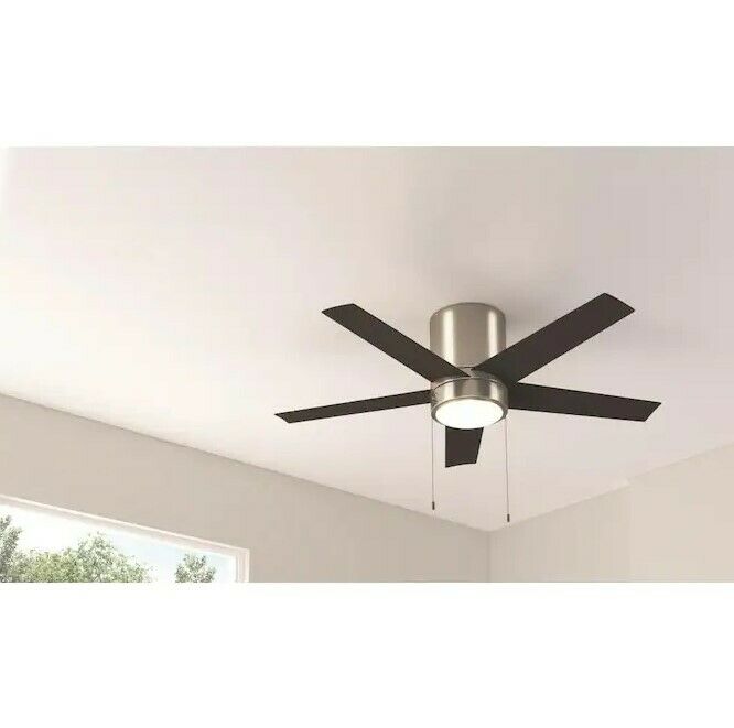 Harbor Breeze Quonta Brushed Nickel 52-in LED Indoor Flush Mount Ceiling Fan (5-Blade)