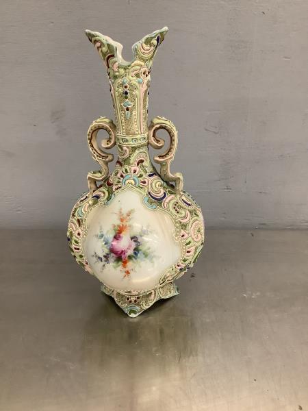 Ornate Porcelain Vase - Hand-Painted Floral Design Retail $150.00