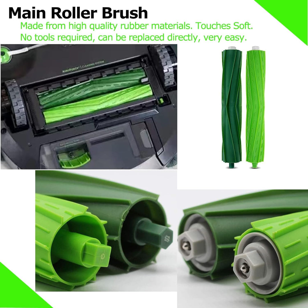 ApexOne Replacement Parts for iRobot Roomba i3 i3+ i4 i4+ i6 i6+ i7 i7+ i8 i8+ j7 j7+ Plus,I & j Series Vacuum Cleaner, 8 Vacuum Bags, 4 Roller Brushes, 8 Edge Brushes, 8 Filters Included, 30pack