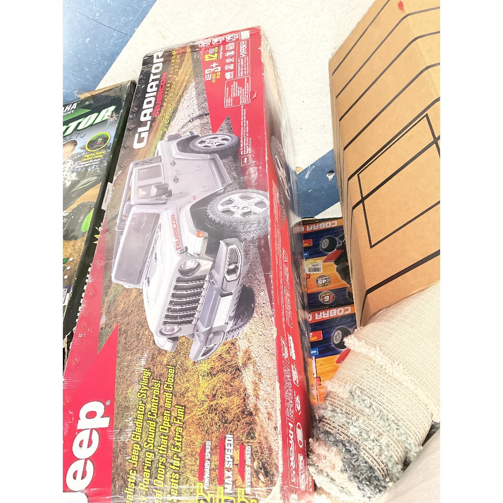 Hyper Jeep Gladiator 12V Kids Ride On Car, 2 Seater with Real Doors & Sound Controls, for Children Aged 3 and Up (Gray)