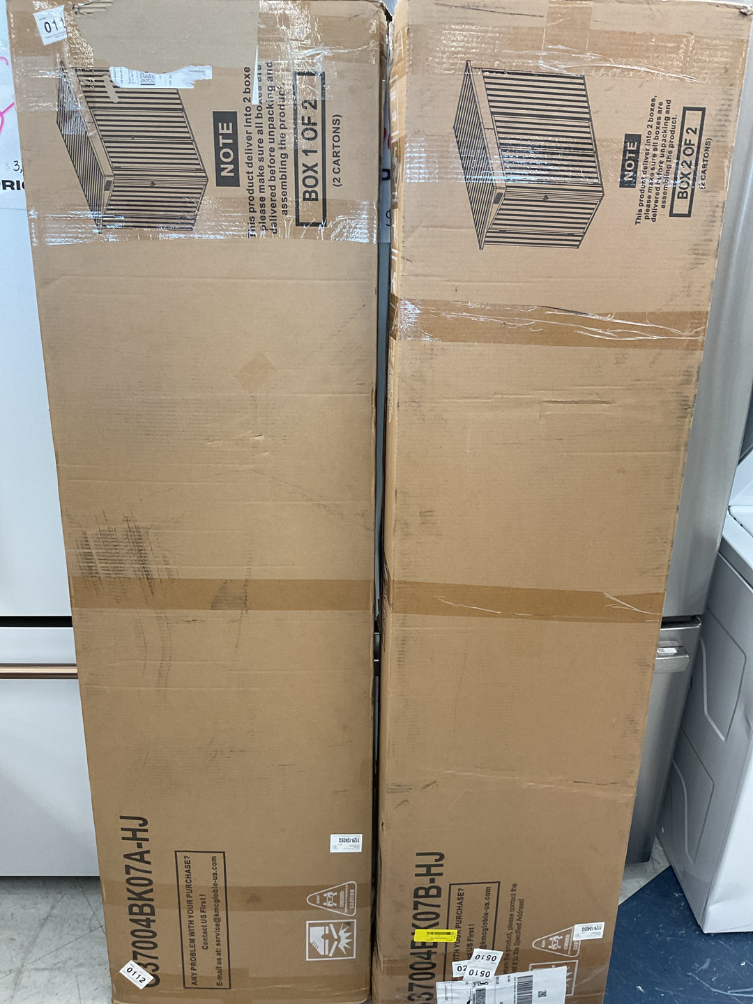 Aoxun 7.5’ x 4’ Triple Door Shed outdoor storage shed black, metal cabinet set of 2 boxes, retail $189.99
