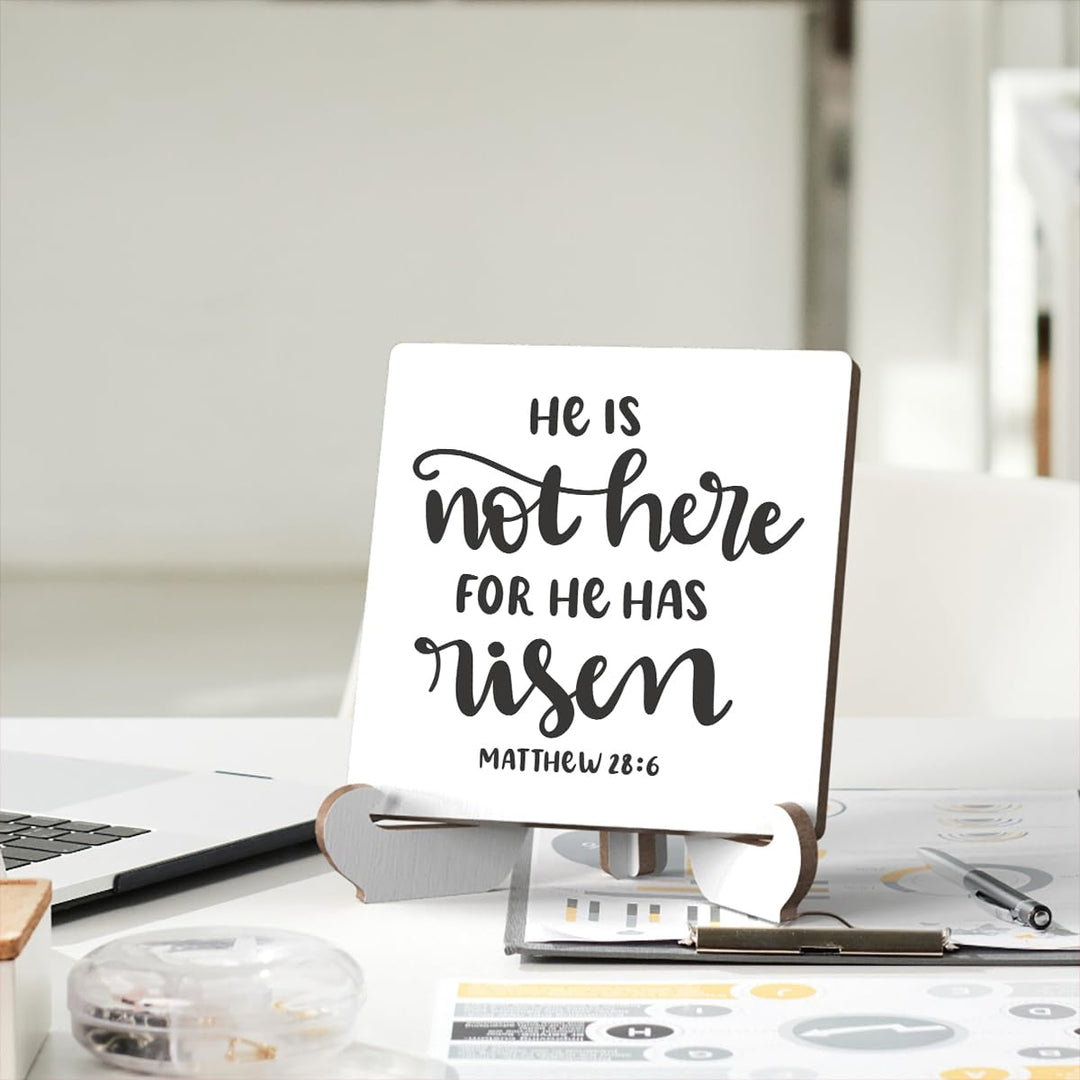 Bible Verse Table Desk Decor Inspirational Rustic Christian Wood Sign Plaque with Wooden Stand, Motivational Religious Positive Vintage Decor for Tabletop Desktop Shelf Shelves Countertop Washroom