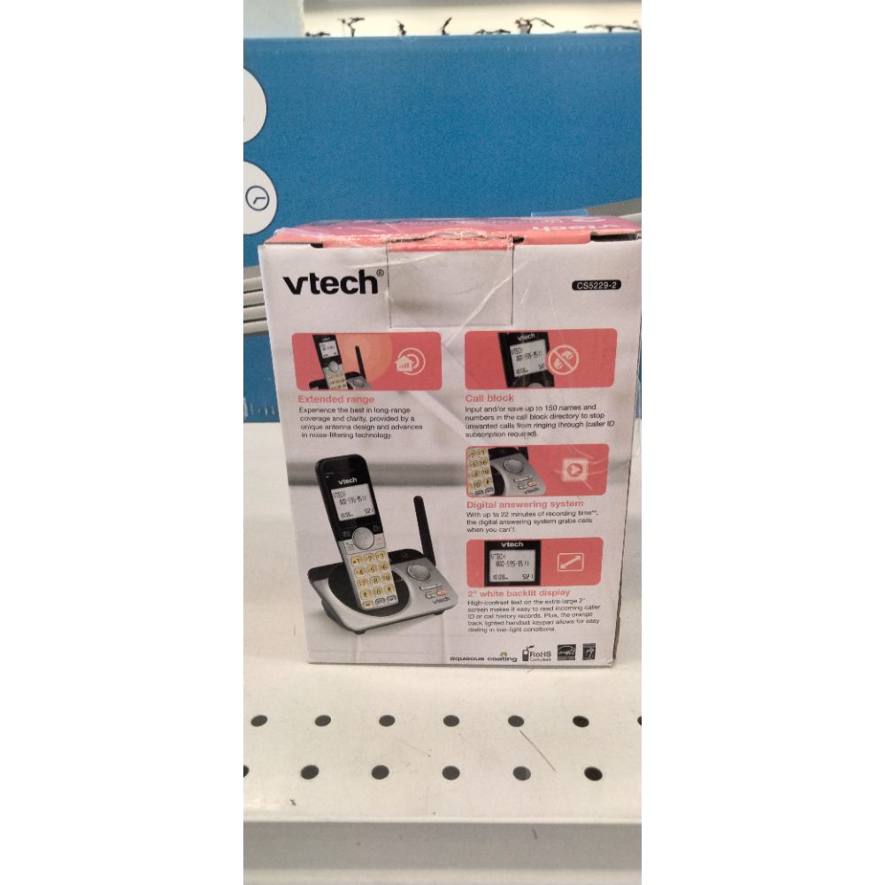 VTech 2-Handset Extended Range DECT 6.0 Cordless Phone with Answering System (Silver/Black)