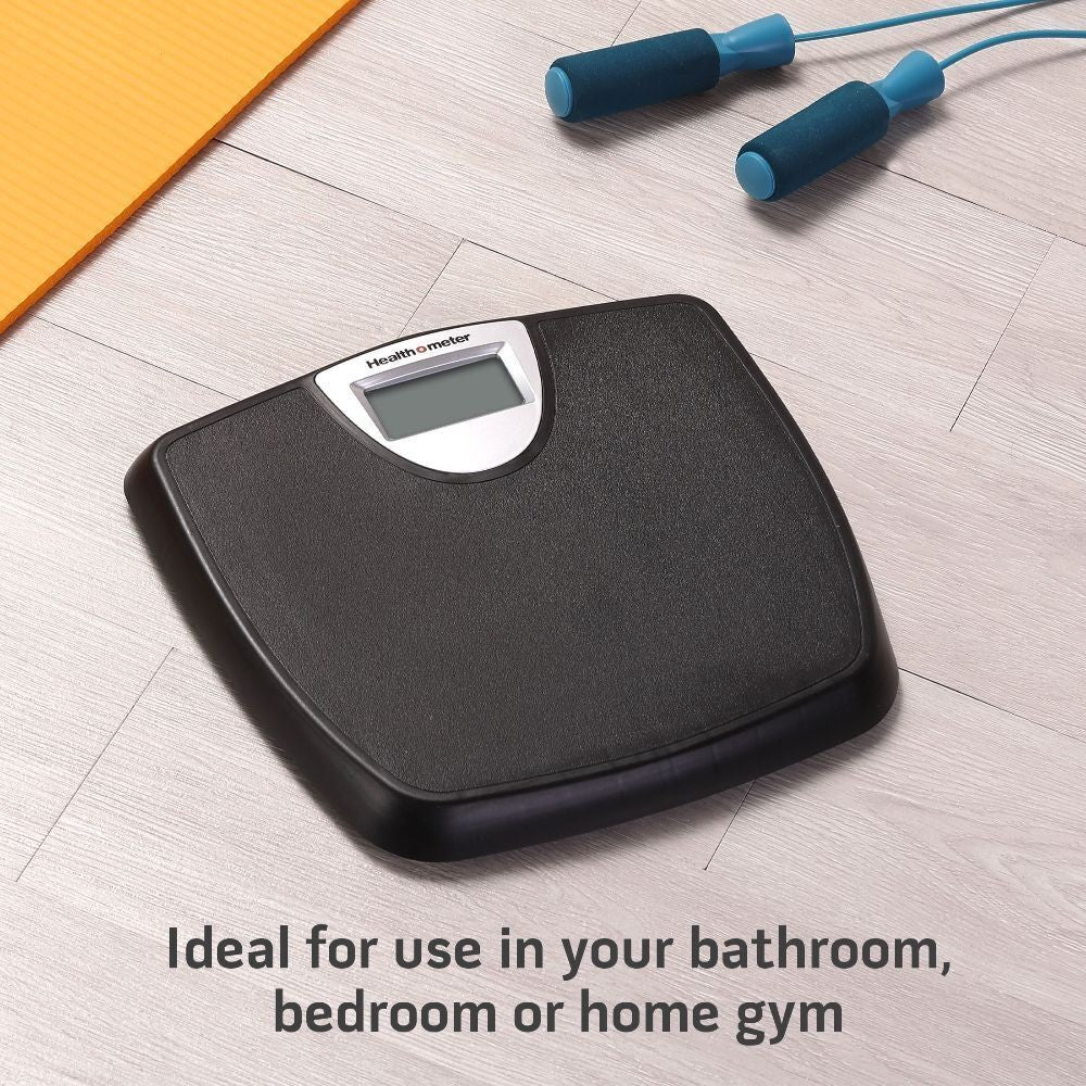 Weight Tracking LCD Bathroom Scale, Black, 350lbs Capacity, AAA Battery Powered