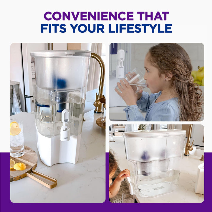 PUR XL 44-Cup Water Filter Dispenser with 2 Genuine PUR Filters, Largest Available, 44-Cup Capacity, 2-in-1 Powerful, Faster Filtration, Dishwasher Safe, (PDI4000Z)