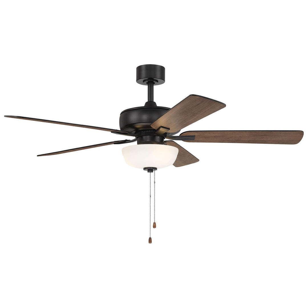 DESIGNERS FOUNTAIN Gallant Ceiling Fan with Lights, 52 Inch LED 3000K Indoor Outdoor 5-Blades Fan, Pull Chain, Matte Black, FP-GLT52B30-MB