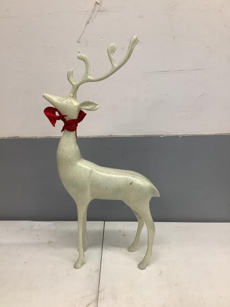 Glitter Reindeer with Red Bow - White Retail $35.00