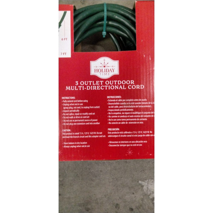 Holiday Time 3 Outlet Outdoor Multi-Directional Cord Retail $15.00