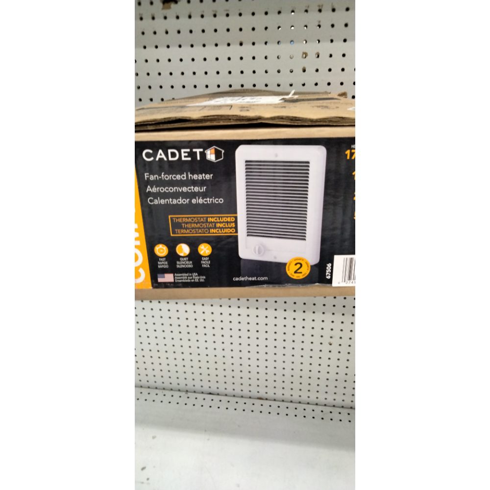 Cadet Com-Pak Electric Wall Heater Complete Unit with Thermostat (Model: CSC152TW, Part: 67506), 5120/3840 BTU, 240/208 Volt, 1500/1125 Watt, White