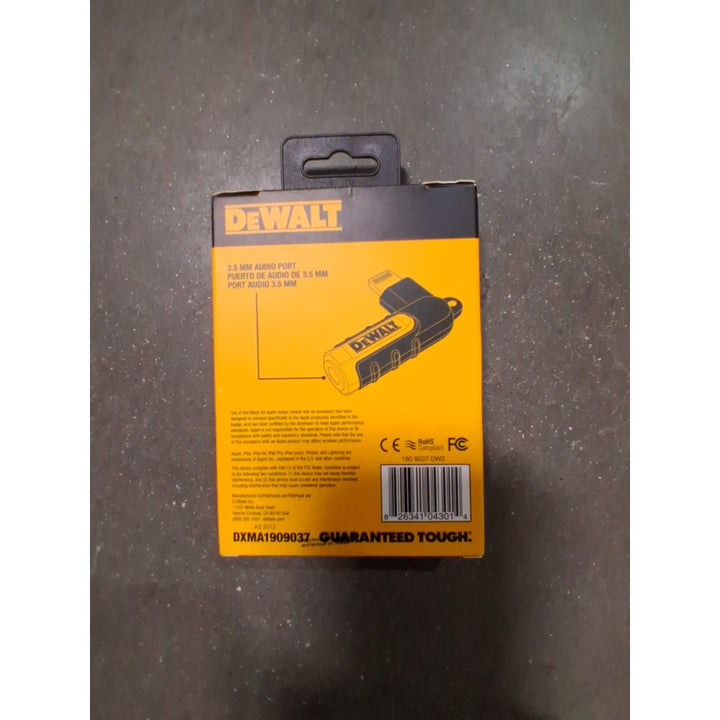 DEWALT Heavy Duty 3.5mm to Lightning Adapter, 90Degree L Connector Female to 3.5mm Male Headphone Jack Adapter for iPhone, Compatible Lightning to 3.5 mm Headphone Jack Adapters, Adapts Legacy Devices Retail $13.00