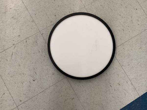 Ceiling Light - Round, Black Frame, White Shade Retail $35.00