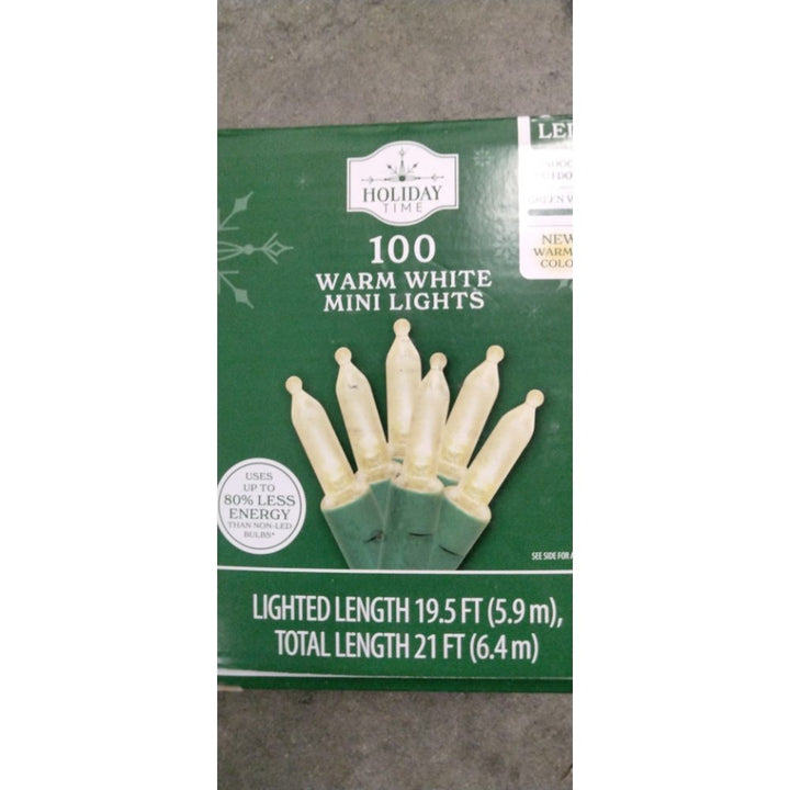 NEW 2025! Holiday Time 100-Count WARM WHITE LED Mini Christmas Lights GREEN Wire Retail $6.38