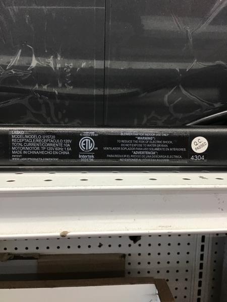 Lasko U15720 Blower Fan - 3-Speed, Utility Outlets, Black Retail $45.00