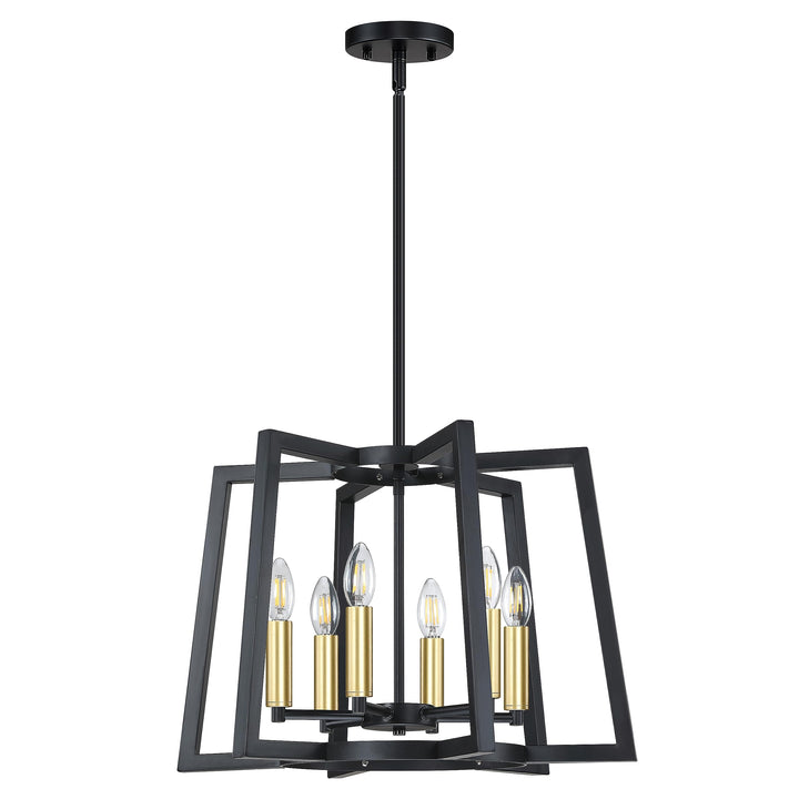 Dolaimi House Lantern Cage Farmhouse Kitchen Island Pendant Light Fixture,Rustic Black Metal Modern Industrial Gold Finish for Dining Room Bedroom Foyer Entry Porch Over Sink (E12 Base, 6 Light)