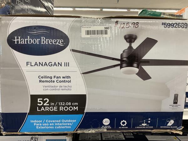 Harbor Breeze Flanagan III ceiling fan with remote control 52 inch Retail $179.98