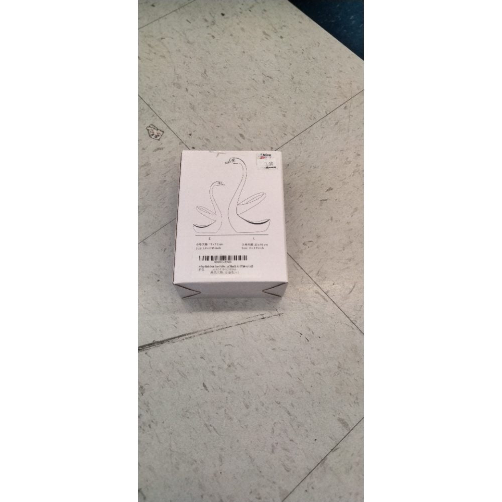 AnSaw Black Swan Base Holder with 5-Pieces 4.7-inch Small Coffee Spoons and 5-Pieces Dessert Fork, Leaf Handle Set (White & Gold)