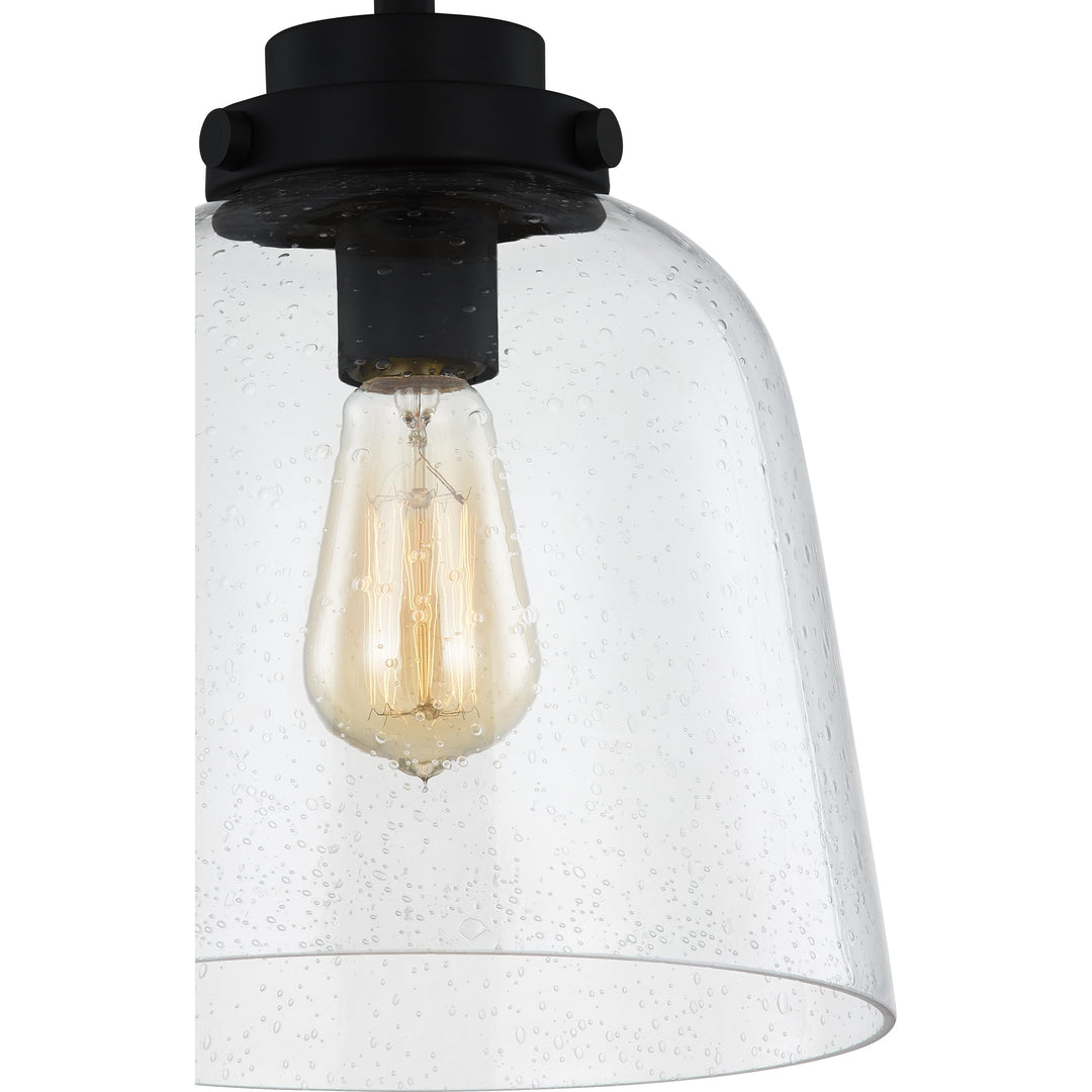 Quoizel Seaton Pendant Light, 14.75 Inch 1-Light Matte Black Finish, Max Adjustable Height 67", Pendant Light for for Kitchen Island, Dining, Hallway or Bedroom