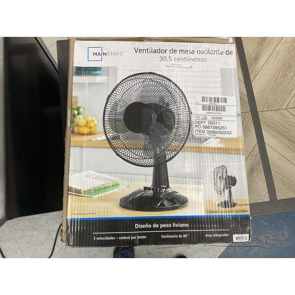 Mainstays Ventilador de Mesa Oscilante - 30.5 cm, 3 Velocidades, Diseño Liviano, Oscilatorio Retail $18.00