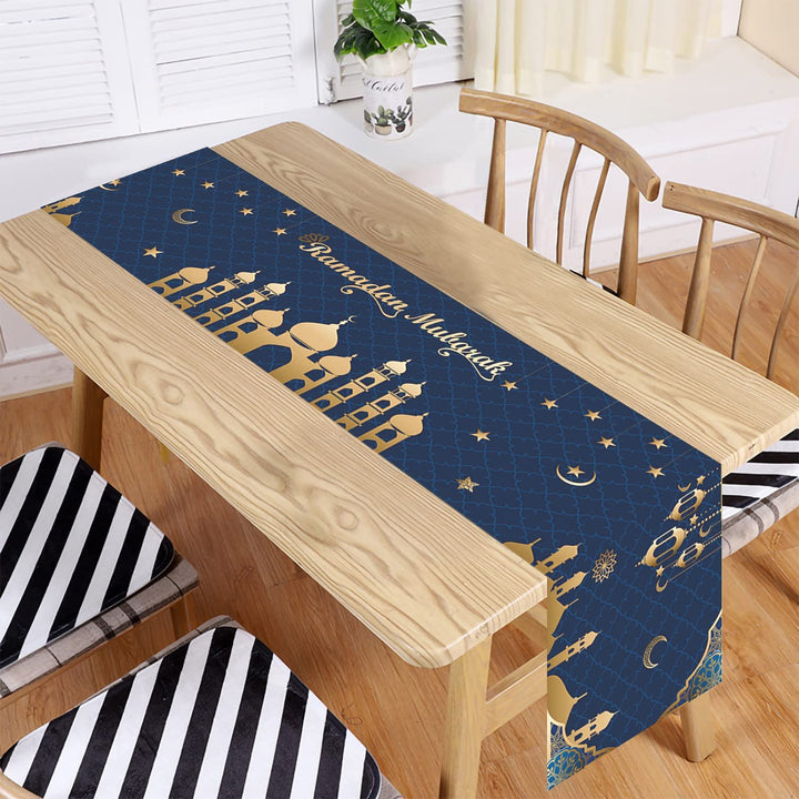 Ramadan Mubarak Table Runner Table Decorations - Ramadan Mosque Lantern Islamic Happy Ramadan Mubarak 2025 Party Supplies Decorations, 13.8x71 inches