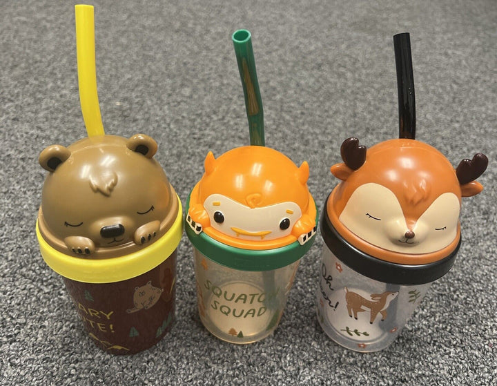 2024 Target Bullseye Tumbler Set of 3 Forest Creatures Straw Big Foot Sippy Cup