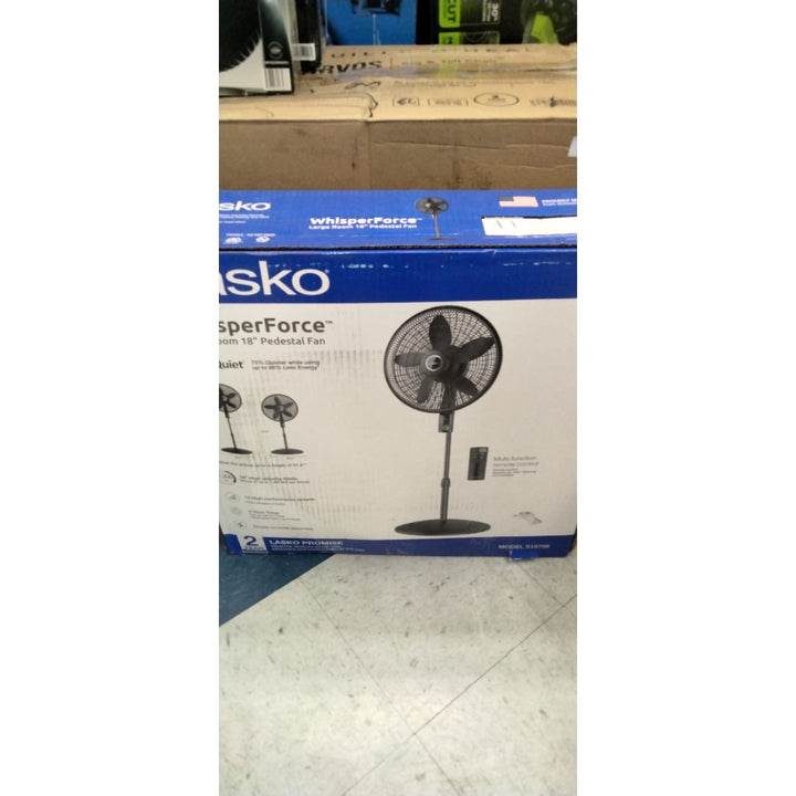 Lasko Oscillating 18-inch EcoQuiet DC Motor 12-Speed Pedestal Fan with Remote Control, Black, S18708, Large