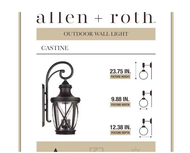 Allen+roth Castine 3-Light 23.75" Oil-rubbed Bronze Hardwired Outdoor Wall Light