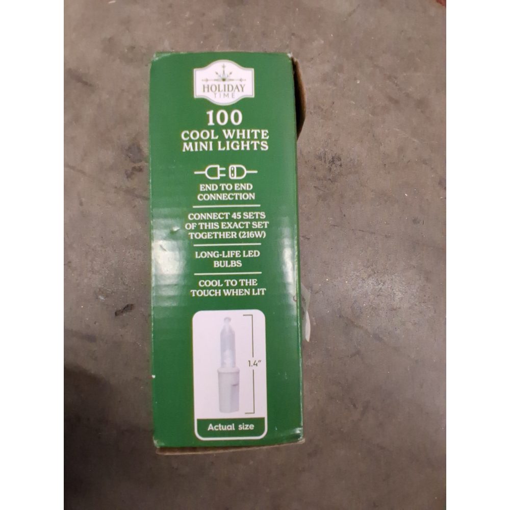 Holiday Time 100 Cool White Mini Lights - Indoor/Outdoor, LED, 19.5 ft Lighted Length Retail $10.00