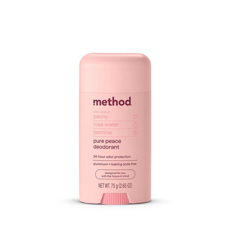 Method Deodorant, Pure Peace, Rose Water, Peonies + Pink Sea Salt notes, 24 Hour Odor Protection, 2.65 oz