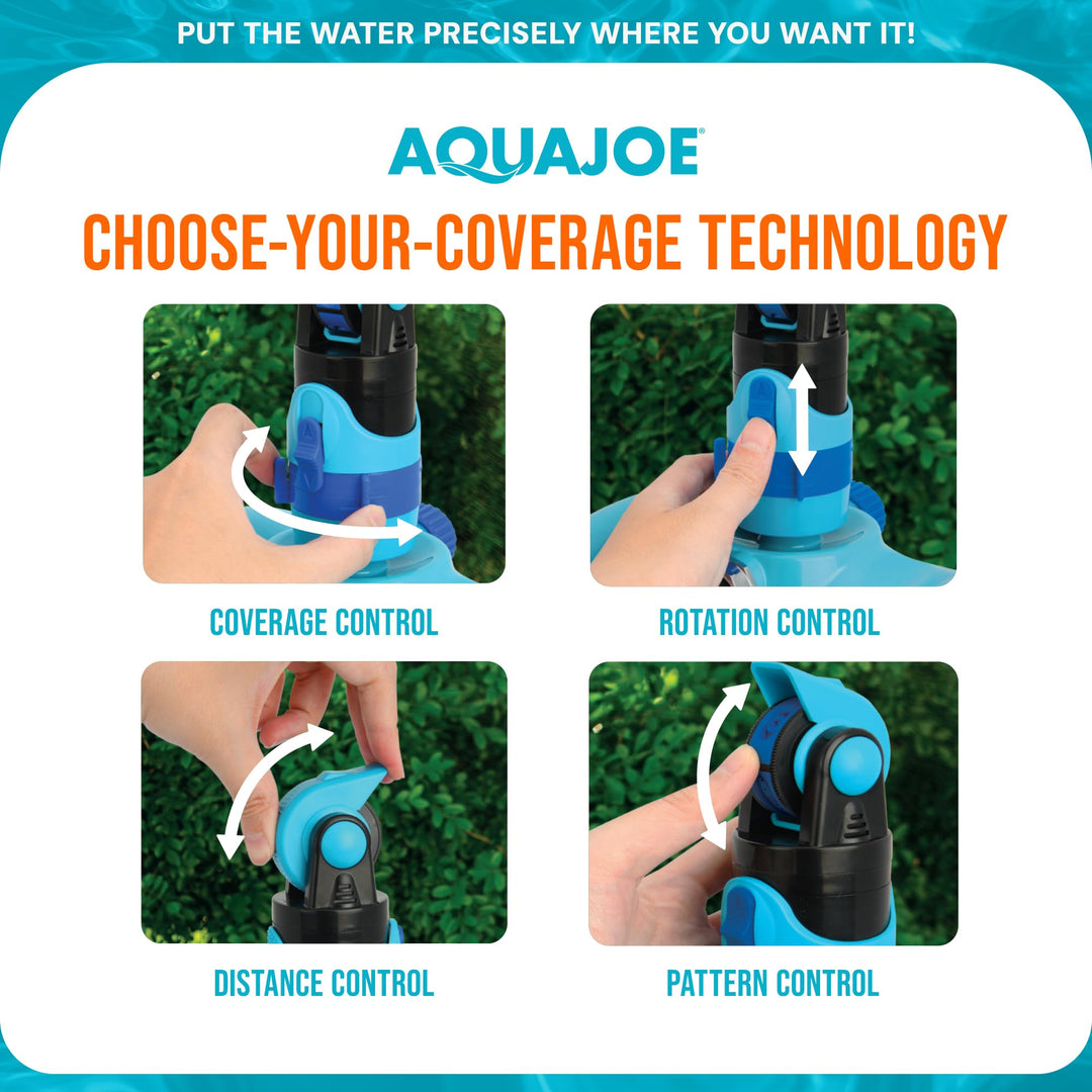 Aqua Joe AJ-MSSBM 4-Pattern Sprinkler with 360-Degree Rotation and Metal Base, Up to 3,740-Square-Foot Coverage