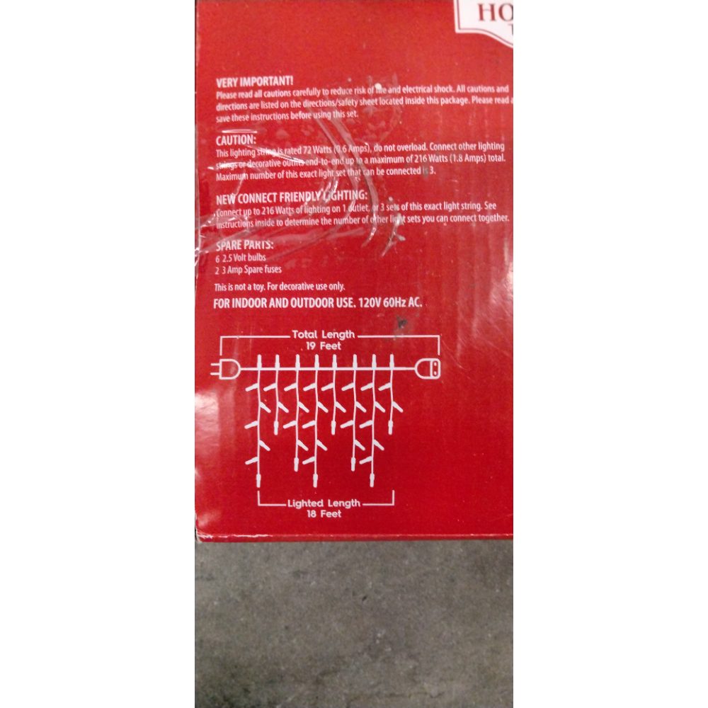 Holiday Time 300 Multicolor Icicle Lights, Indoor/Outdoor, White Wire Retail $25.00