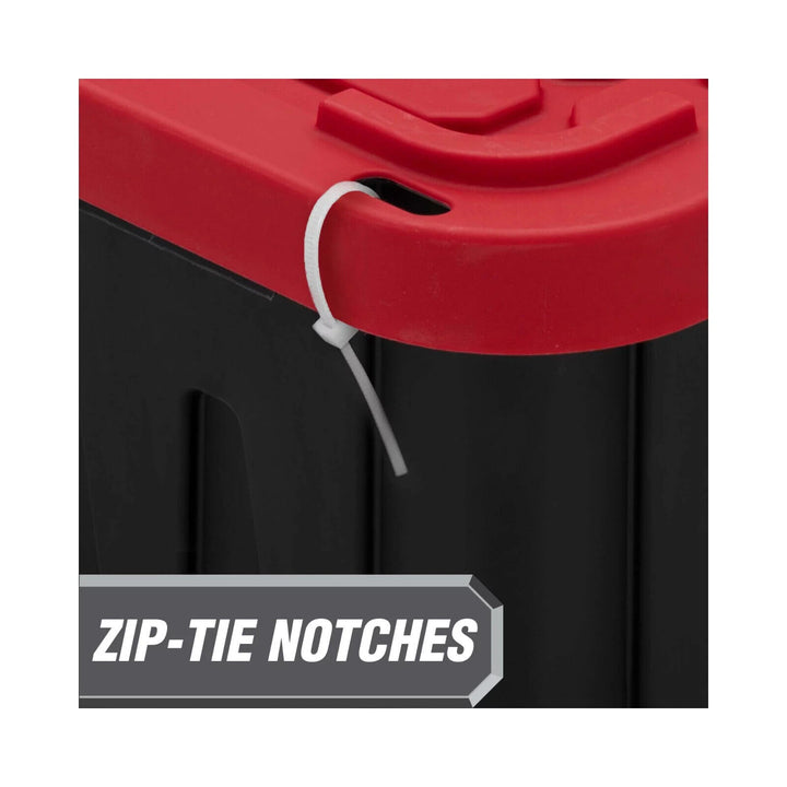 Hyper Tough 27 Gallon Snap Lid Plastic Storage Bin Container  Black with Red Lid Retail $14.98