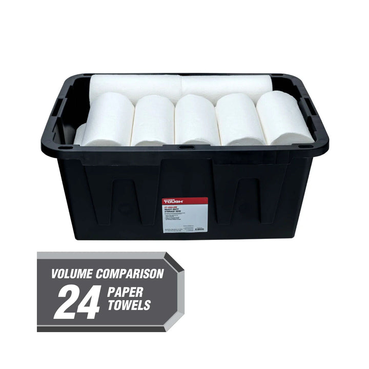 Hyper Tough 27 Gallon Snap Lid Plastic Storage Bin Container  Black with Red Lid Retail $14.98