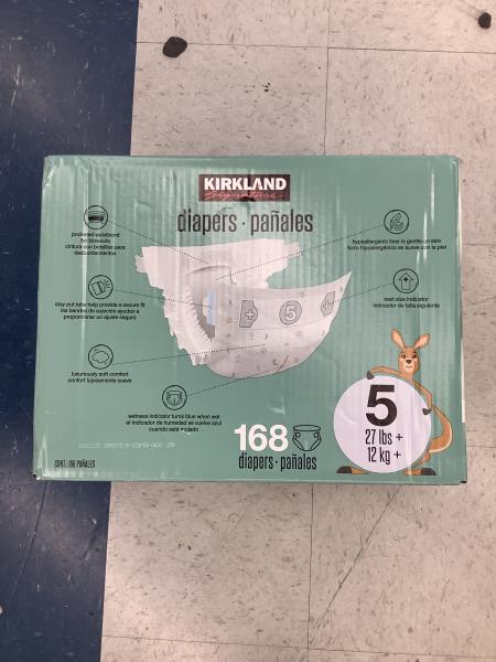 Kirkland Diapers Size 5 168 Count 27 Lbs+ Disposable Baby Wetness Indicator Retail $69.99