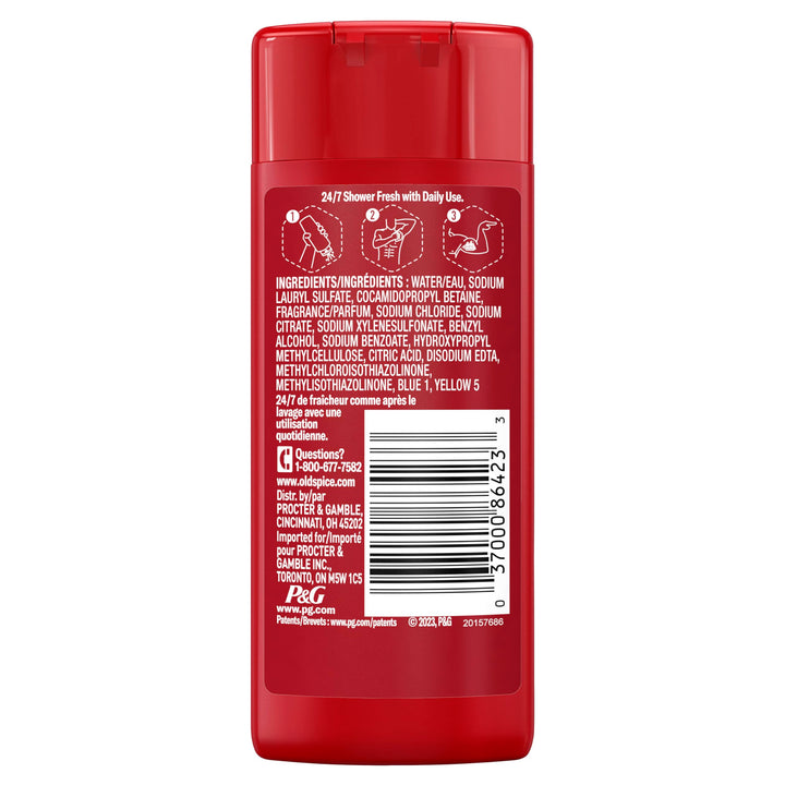 Old Spice Refreshing Body Wash for Men, 3X Defense, 24/7 Shower Fresh with Long Lasting Scent, Travel Size, Red Collection, Swagger with Cedarwood Scent, 3 oz