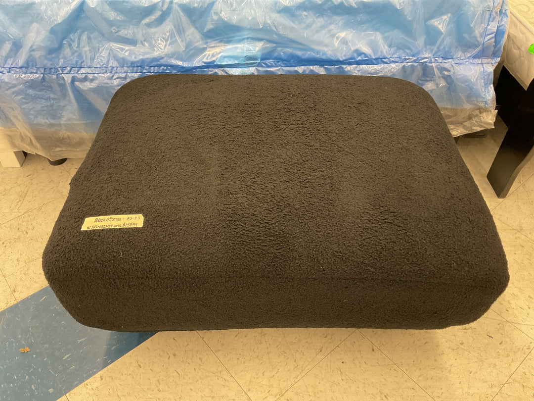 Sherpa Ottoman black, foot rest, modern vanity stool seating, foot stool for living room set, Retail $ 226.99