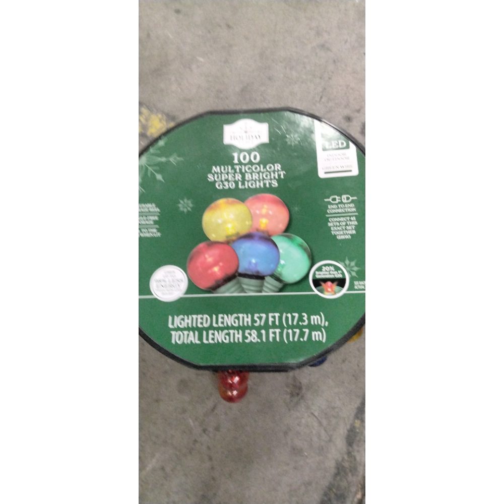 Holiday Time 100 Multicolor Super Bright G30 Lights - LED, Indoor/Outdoor Retail $20.00