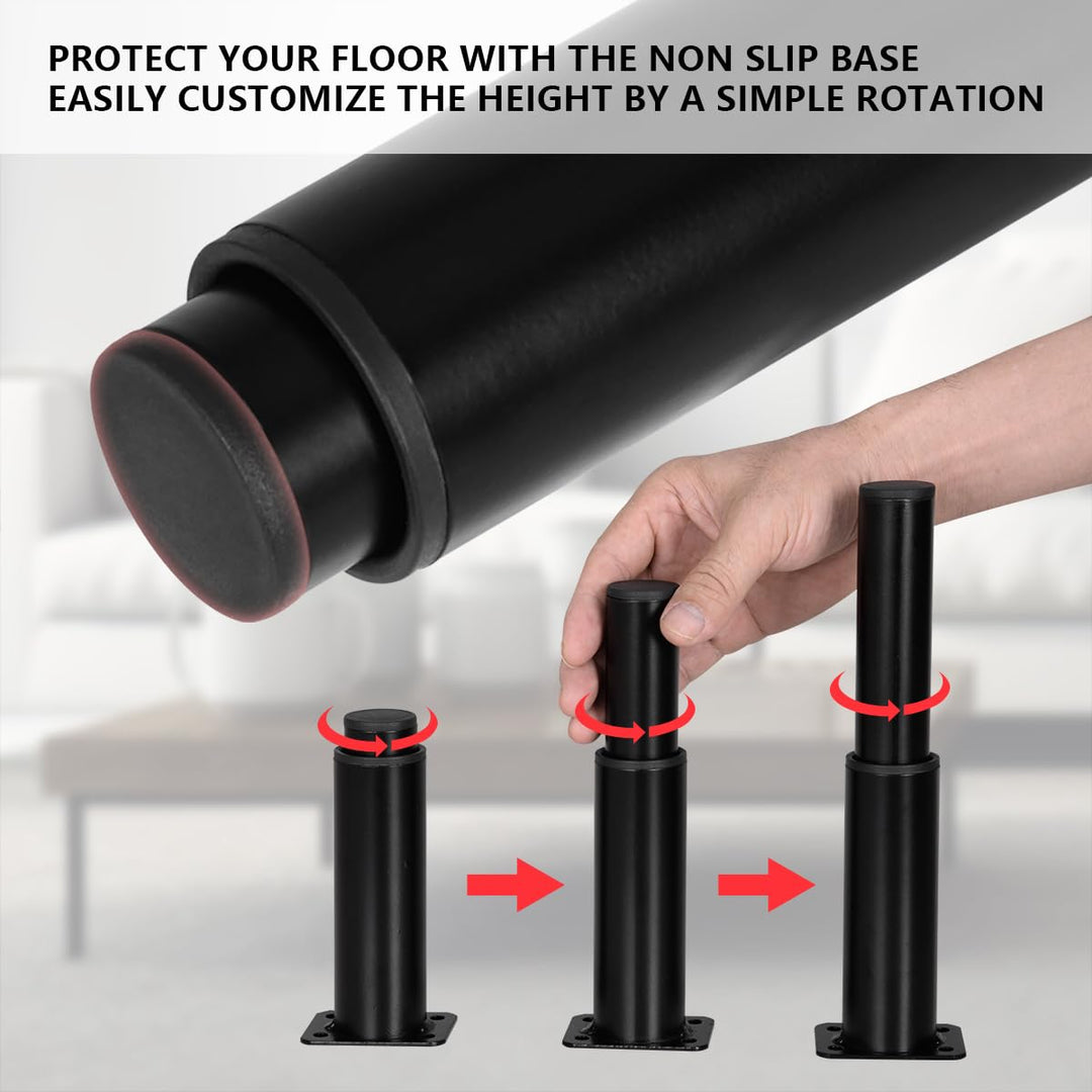 3.14~4.72 Inch Adjustable Height Meatal Furniture Legs, Adjustable Furniture Feet Replacement Support for Sofa/Couch/Cabinet/Dresser/Bed/Chair (Set of 4)