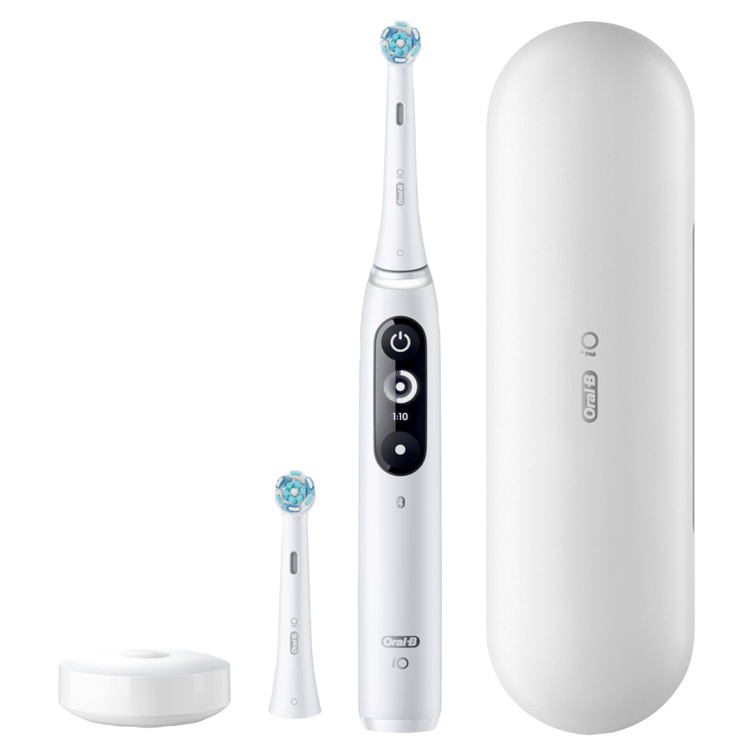 Oral-B iO Deep Clean + Protect Rechargeable Electric Toothbrush, White with a iO Series 7 Toothbrush, 2 Replacement Brush Heads, and a Charging Travel Case Retail $229.99