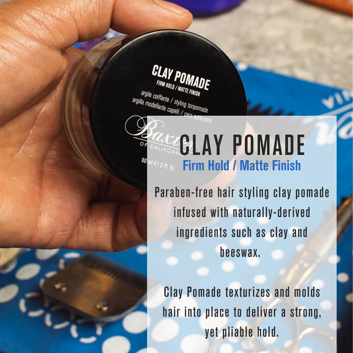 Baxter of California Clay Pomade | Firm Hold / Matte Finish | Hair Pomade for Men and Women | Perfect for Texturizing Straight or Wavy Hair | 2 Ounces