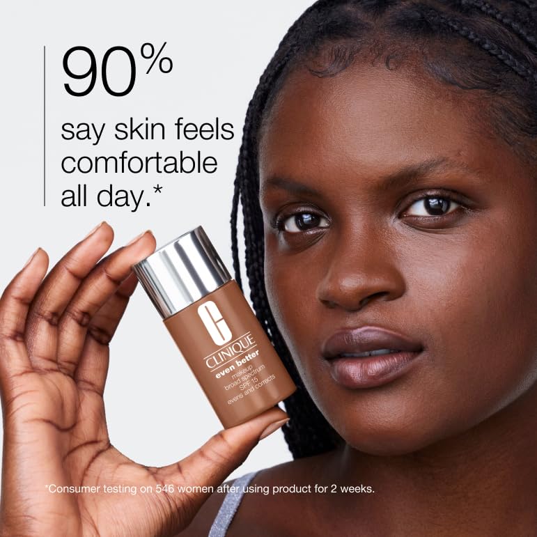 Clinique Even Better Makeup Liquid Foundation SPF 15 With Vitamin C For Dry + Oily Combination Skin Types | Medium Coverage + Natural Finish | Evens Skin Tone + Reduces Dark Spots, Tea, 1 Fl Oz
